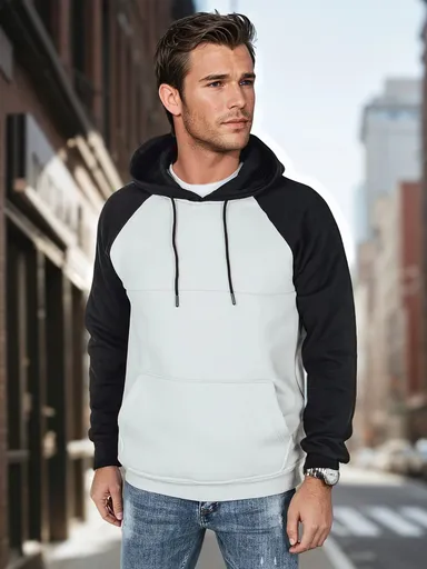 Pánska basic mikina s kapucňou svetlošedá Dstreet BX5894