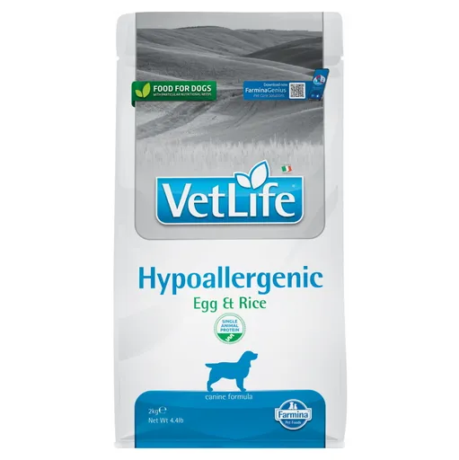 VET LIFE Natural Hypo Egg & Rice granule pre psov, Hmotnosť balenia (g): 2 kg