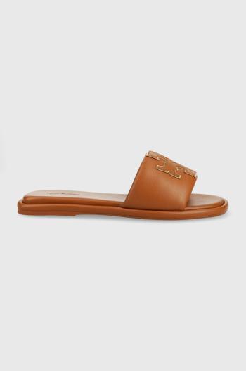Kožené šľapky Tory Burch dámske, hnedá farba,