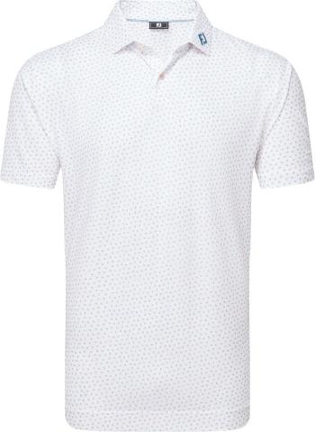 Footjoy Bounce Print Pique Mens White/Orange/Blue Jay M Polo košeľa