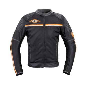 Letní moto bunda W-TEC 2Stripe černo-béžovo-oranžová M