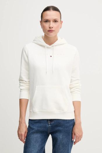 Mikina Tommy Jeans biela farba, s kapucňou, s nášivkou, DW0DW20304