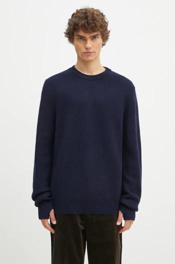 Vlnený sveter Norse Projects Henning Merino Crew pánsky, tmavomodrá farba, N45.0561.7004