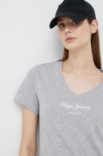 Tričko Pepe Jeans Wendy V Neck dámske, šedá farba