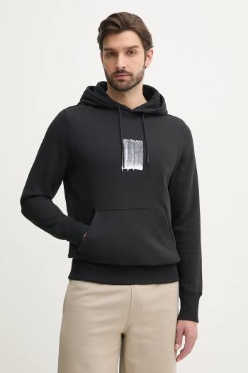 Bavlnená mikina Calvin Klein Jeans pánska, čierna farba, s kapucňou, s potlačou, J30J327525