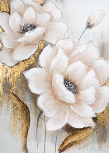 ArtFir Obraz FLOWERS 321 | biela/zlatá 70 x 100 cm
