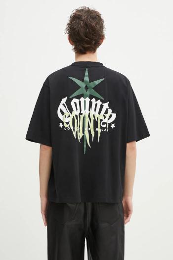 Bavlnené tričko Marcelo Burlon County Goth Boxy T-Shirt Black Deep Gree pánske, čierna farba, s potlačou, CMAA05AS25JER0031052