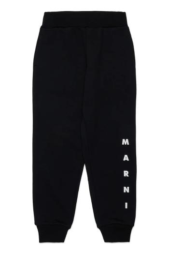 Detské tepláky Marni MP72U TROUSERS čierna farba, s potlačou, M01218