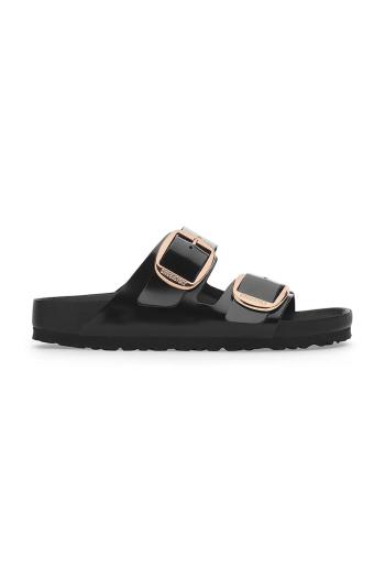 Kožené šľapky Birkenstock Arizona Exq Big Buckle dámske, čierna farba, 1027840