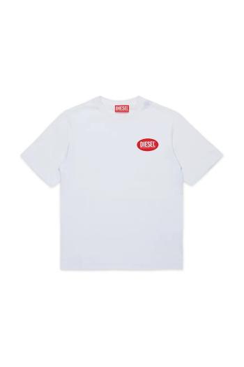 Detské bavlnené tričko Diesel TPATCH OVER T-SHIRT biela farba, s potlačou, J02469