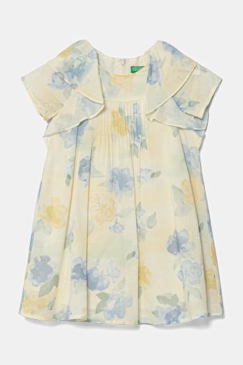 Dievčenské bavlnené šaty United Colors of Benetton béžová farba, mini, áčkový strih, 4HYUGV02B
