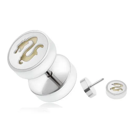 Oceľový falošný plug do ucha, fosforeskujúci čínsky drak