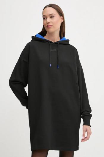 Bavlnené šaty Hugo Blue čierna farba, mini, oversize, 50527958