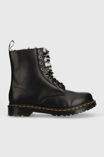 Kožené workery Dr. Martens 1460 Serena dámske, čierna farba, na plochom podpätku, zateplené DM27787001