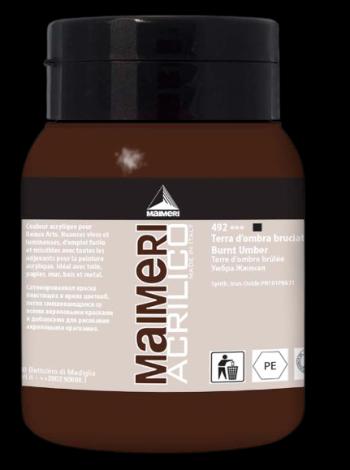 MAIMERI ACRILICO - Akrylové farby 492 - burnt umber, 0,5 L