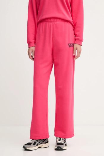 Bavlnené tepláky Dkny ružová farba, s nášivkou, DP5P3650