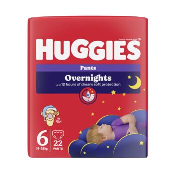 HUGGIES® Nohavičky plienkové nočné Overnights Pants vel. 6 (15-25 kg), 22 kusů