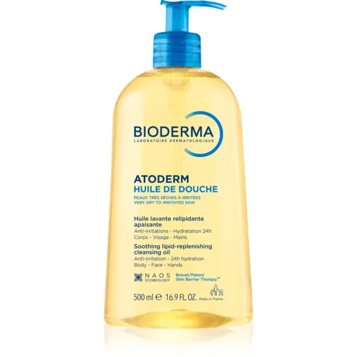 Bioderma Atoderm Shower Oil vysoko výživný upokojujúci sprchový olej pre suchú a podráždenú pokožku 500 ml