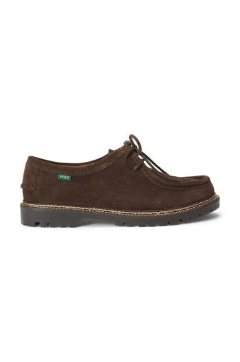 Semišové poltopánky Polo Ralph Lauren Jett Apron pánske, hnedá farba, 803958782001