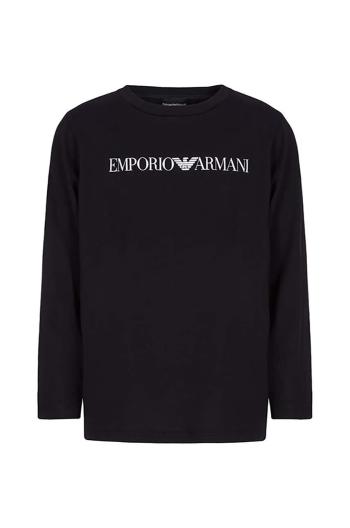 Detská bavlnená košeľa s dlhým rukávom Emporio Armani tmavomodrá farba, s potlačou, 8N4TN6 1JPZZ