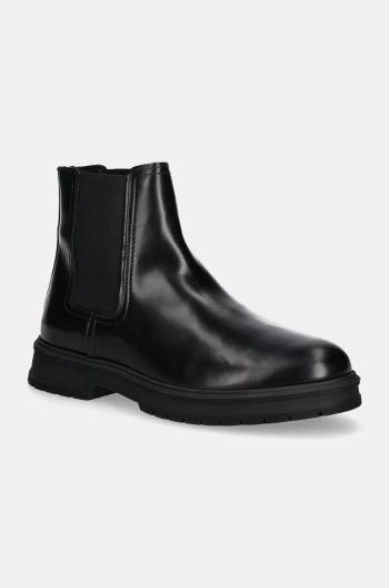 Kožené topánky chelsea Tommy Hilfiger HILFIGER ABRASIV WARM LTH CHELS pánske, čierna farba, FM0FM05176