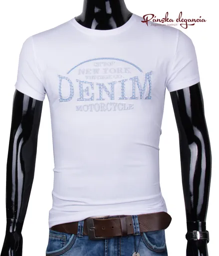 Biele pánske tričko s nápisom.