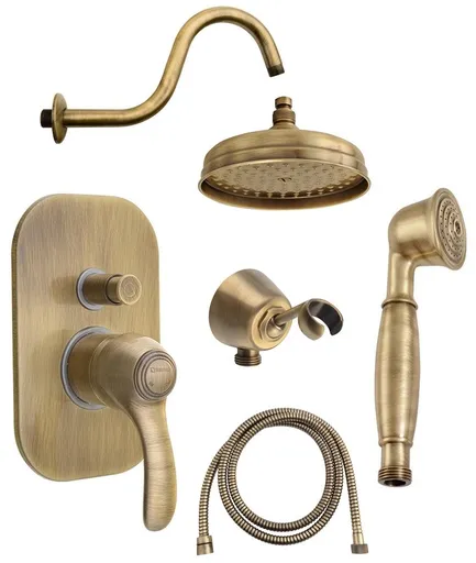 SAPHO SAPHO - KIRKÉ podomietkový sprchový set s pákovou batériou, 2 výstupy, bronz KI42B-02