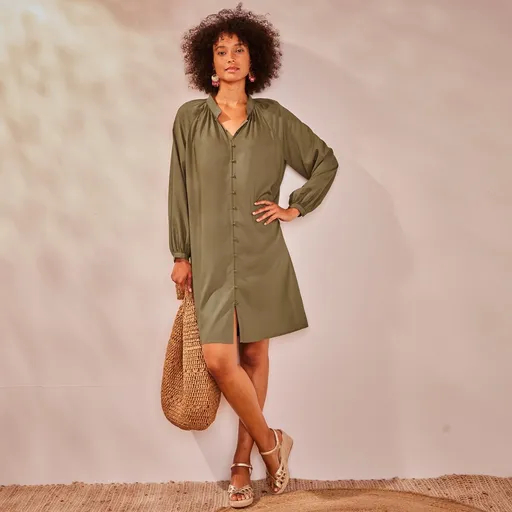 Jednofarebné košeľové šaty