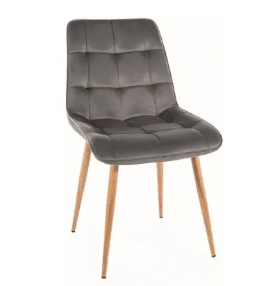 Signal Jedálenská stolička CHIC D VELVET | drevené nohy Farba: Sivá / Bluvel 14