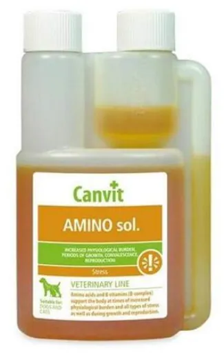 Canvit AMINO zmes vitamínov, aminokyselín a glukózy v roztoku pre psy a mačky 250 ml
