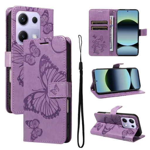 ART BUTTERFLY Peňaženkový obal pre Xiaomi Redmi Note 14S fialový