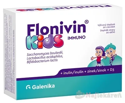 Flonivin KIDS IMMUNO prášok (prospešné baktérie + inulín + zinok + D3) vrecúška 20ks
