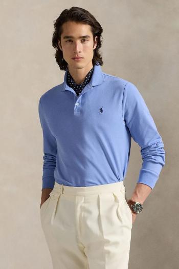 Tričko s dlhým rukávom Polo Ralph Lauren modrá farba, 710955081