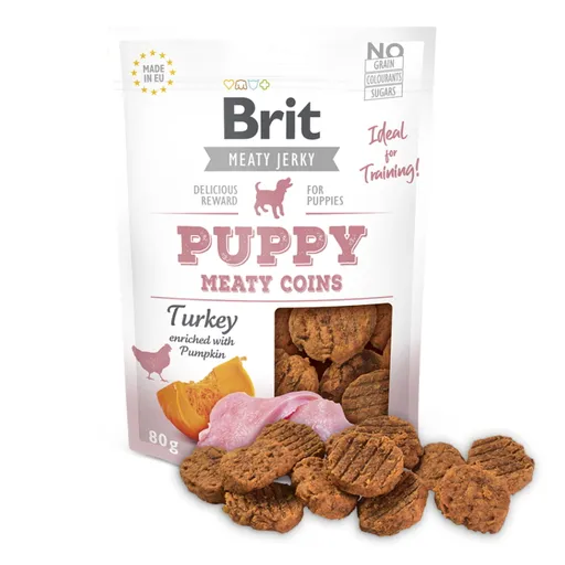 BRIT Jerky Puppy Turkey Meaty Coins maškrty pre šteňatá 80 g