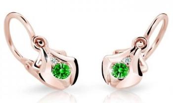 Cutie Jewellery Detské náušnice z ružového zlata C2224-10-X-4 zelená