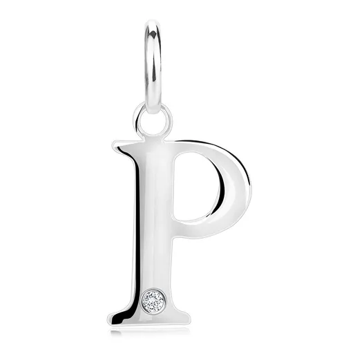Diamantový prívesok zo striebra 925 - veľké písmeno P, okrúhly briliant