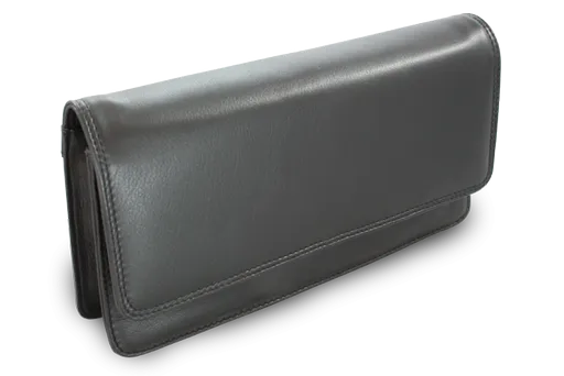 Čierna kožená listová kabelka s popruhom 214-4071-60