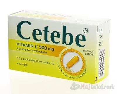 Cetebe Vitamín C 500 mg s postupným uvoľňovaním 30 kapsúl