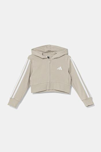 Detská mikina adidas béžová farba, s kapucňou, s nášivkou, KB7300