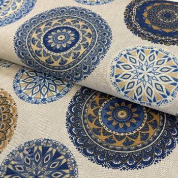 Dekoračná látka Linenlook Mandala Circle blue