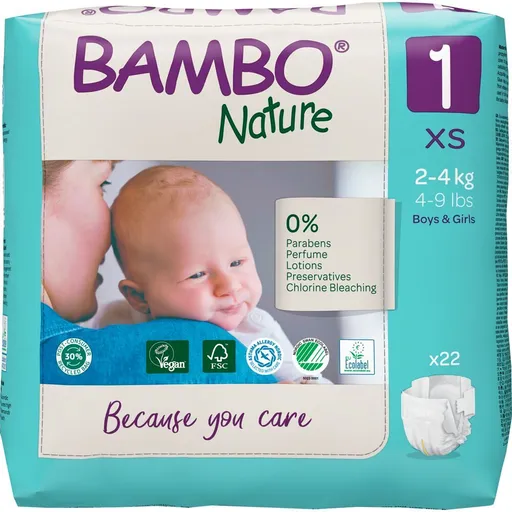 BAMBO Nature 1 Detské plienkové nohavičky 2-4 kg 22 ks