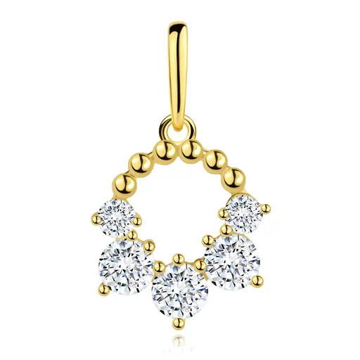 Zlatý prívesok 9K guľôčkový kruh s čírymi zirkónmi