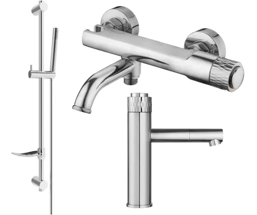 MEXEN/S - Diamond DF70 Set umývadlovej a vaňovej batérie s príslušenstvom, chróm 71503DF70-00