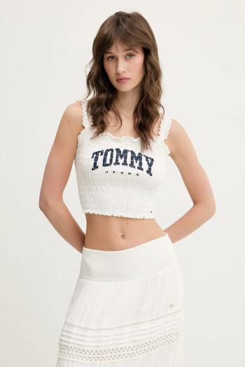 Bavlnený top Tommy Jeans biela farba, DW0DW20240