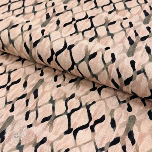 Viskóza s ľanom Ivy Diamonds design B digital print