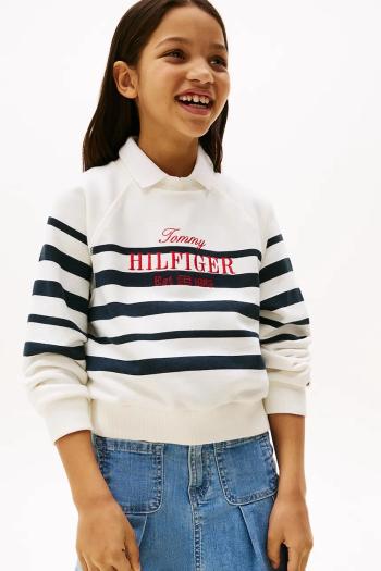 Detská mikina Tommy Hilfiger biela farba, vzorovaná, KG0KG08452