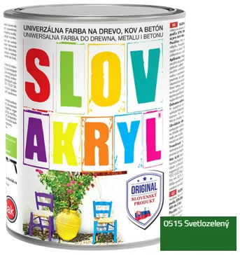 SLOVAKRYL - Univerzálna vodou riediteľná farba 0,75 kg 0515 - svetlozelená
