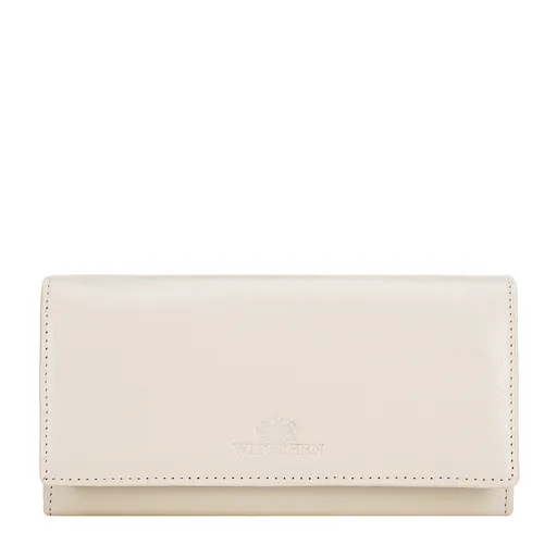 Dámska veľká peňaženka z kože s logom krémová 21-1-052-9L