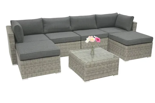 DEOKORK Ratanová variabilná zostava SEVILLA pre 6 osôb  (sivá)