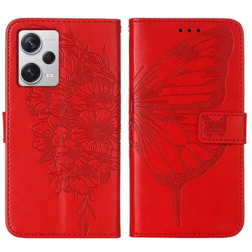 ART BUTTERFLY Peňaženkový kryt Xiaomi Redmi Note 12 Pro+ 5G červený